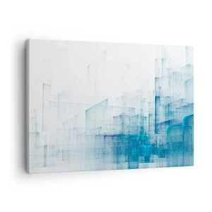 Schilderen op canvas - Abstracte geometrische vormen in blauwtinten - 70x50cm - Hoe ruimte geworden is - Moderne wanddecoratie voor woonkamer en slaapkamer ARTTOR