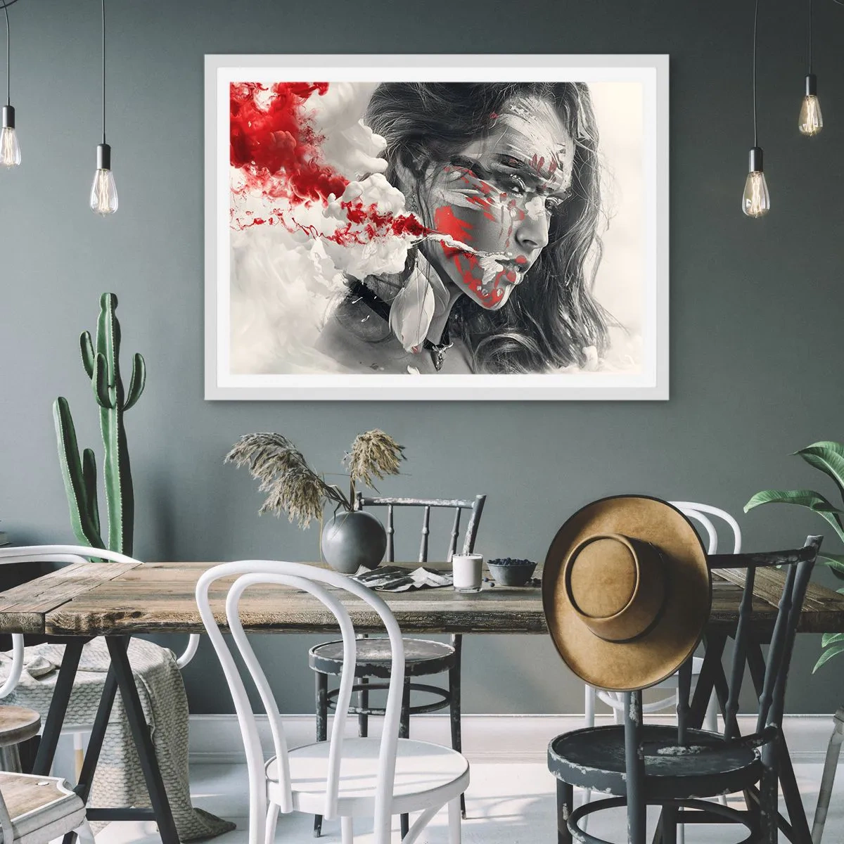 Poster in een witte lijst - In de dampen van absurditeit - 100x70 cm