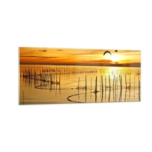 Schilderen op glas - In de visserij - 100x40 cm