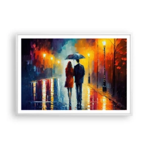 Poster in een witte lijst - Samen – een kleurrijke nacht - 100x70 cm