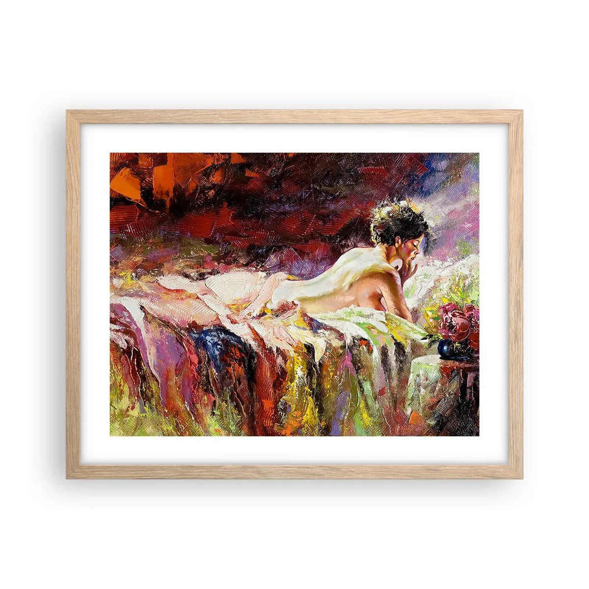 Een poster in een licht eiken lijst - Venus in gedachten - 50x40 cm