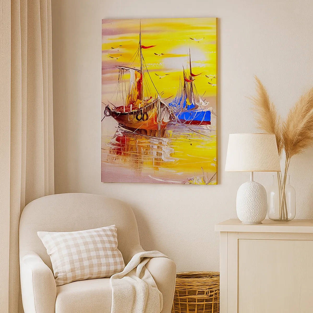 Schilderen op canvas - Een welverdiende rust in de haven - 50x70 cm