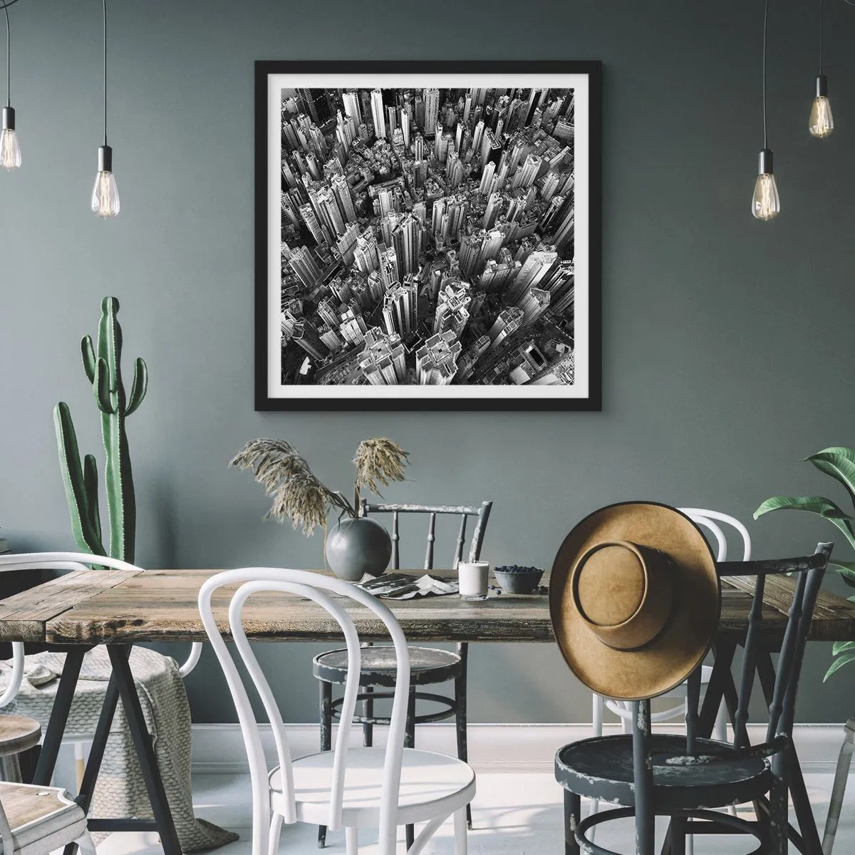 Poster in een zwarte lijst - Nog steeds hoger en hoger - 50x50 cm