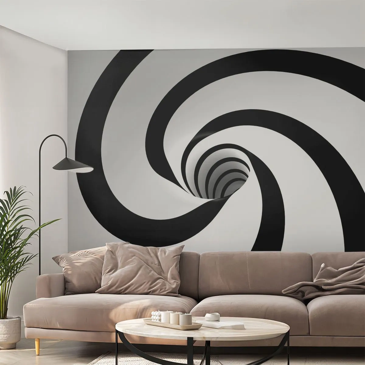 Zelfklevend Fotobehang Deluxe Sticker - Toegeven aan de draaikolk? - Abstractie, 3D, Draaikolk - 250x175 cm