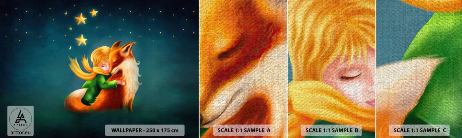 Fotobehang Monster Premium Canvas - Kleine Prins - Voor kinderen, Vos, Jongen - 100x30 cm