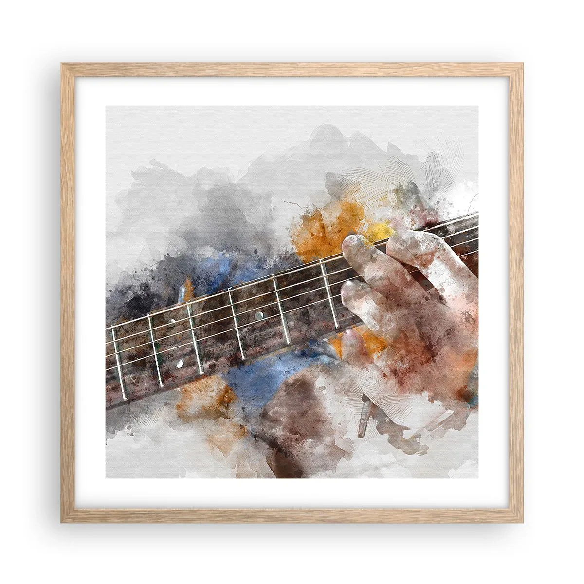 Een poster in een licht eiken lijst - Poëzie tussen de snaren - 50x50 cm