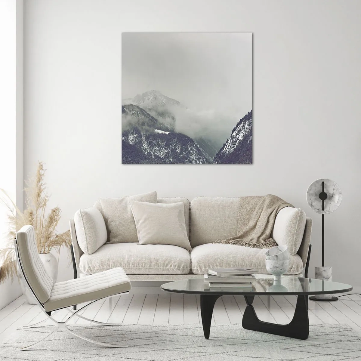 Schilderen op glas - Mistige vallei - 70x70 cm