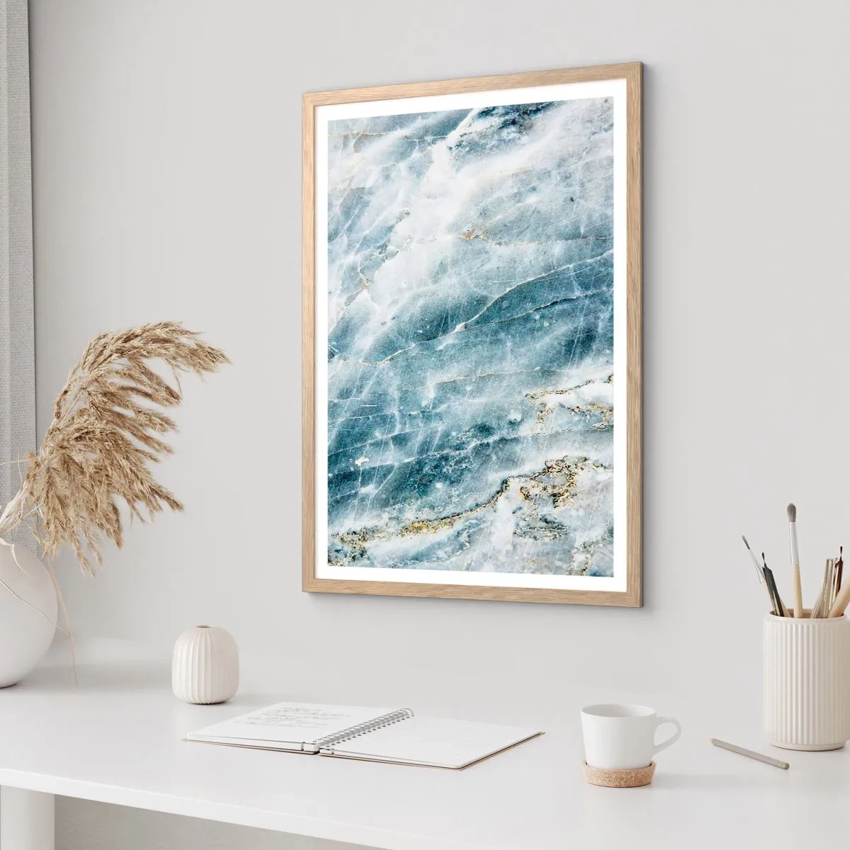 Een poster in een licht eiken lijst - Ijs wereld - 50x70 cm