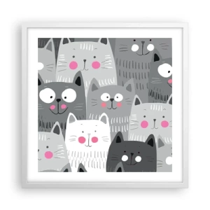 Poster in een witte lijst - De wereld van de kat - 50x50 cm