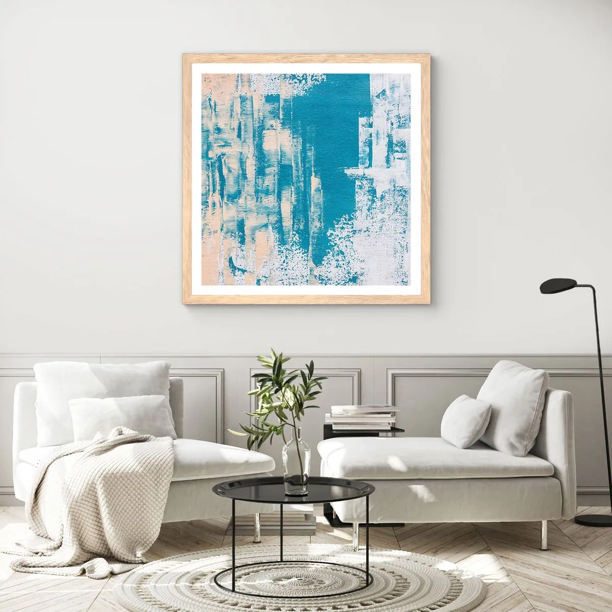 Een poster in een licht eiken lijst - Door een ijspegel - 40x40 cm