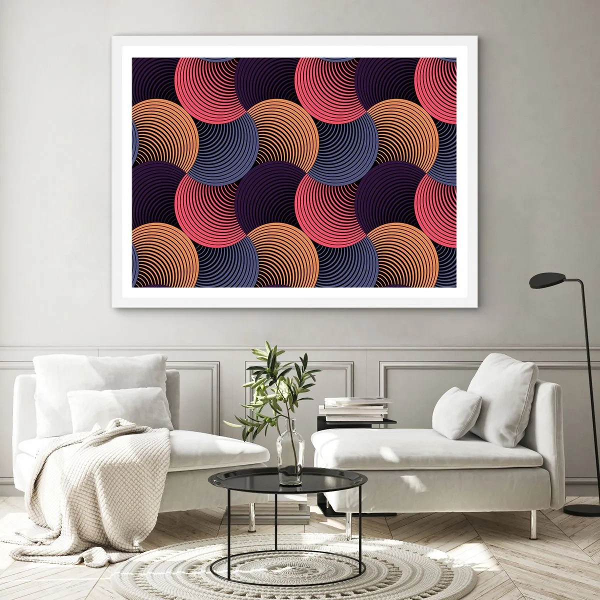 Poster in een witte lijst - In een cirkelvormig ritme - 100x70 cm