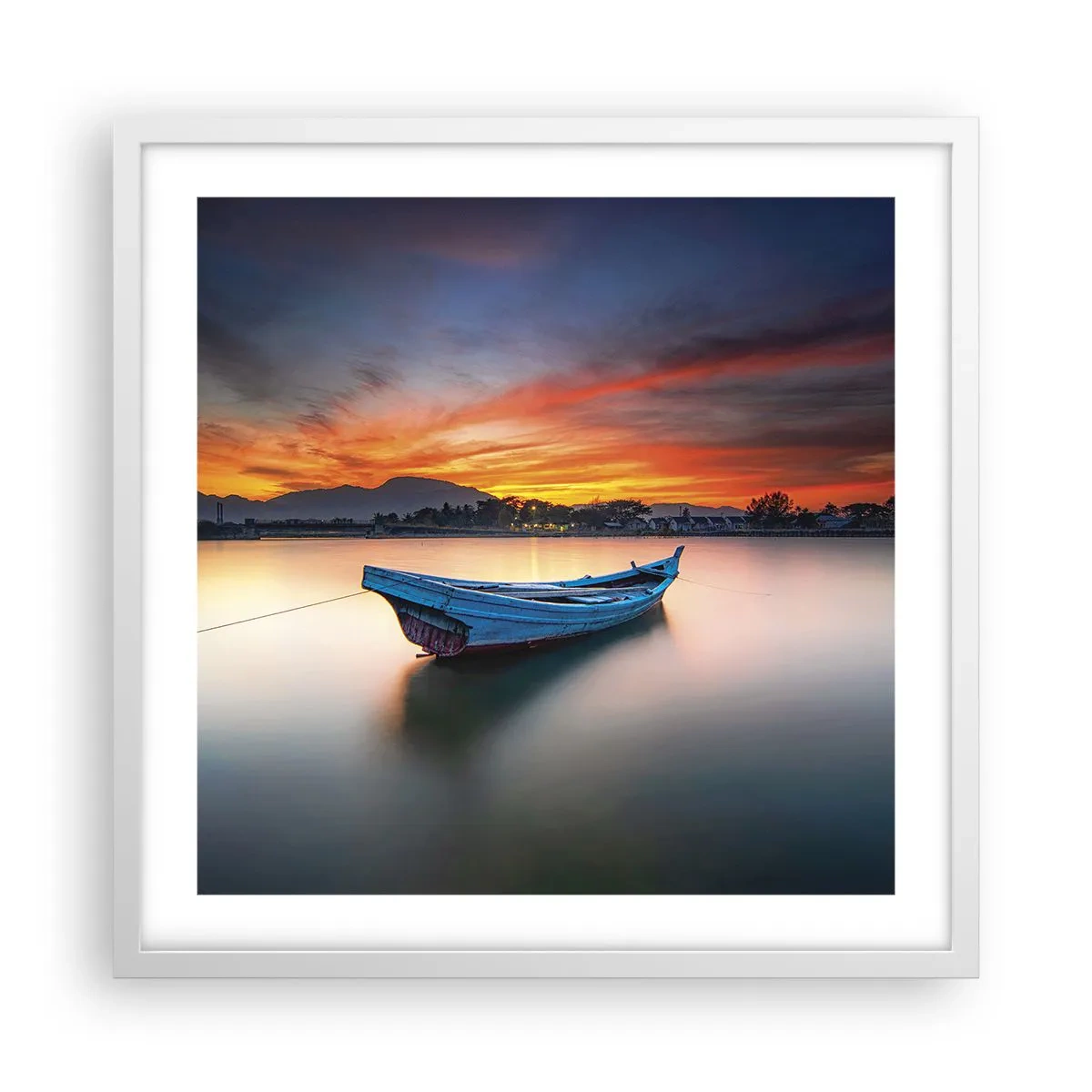 Poster in een witte lijst - Een goede nacht komt eraan - 50x50 cm