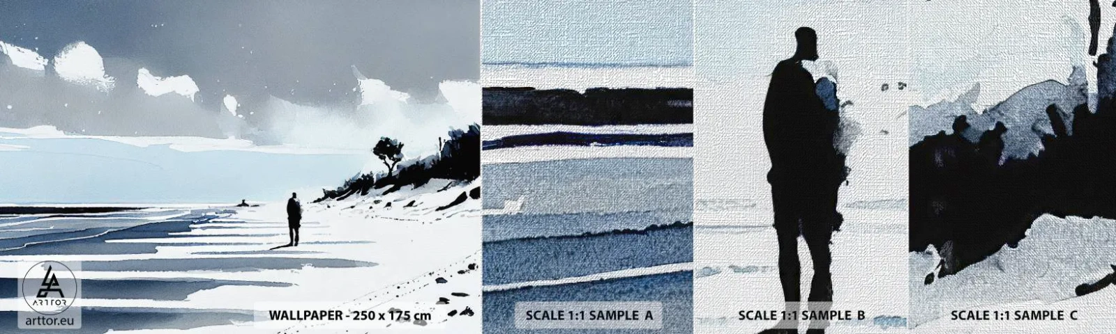 Fotobehang Monster Premium Canvas - Alleen - Landschap, Strand, Deel - 100x30 cm