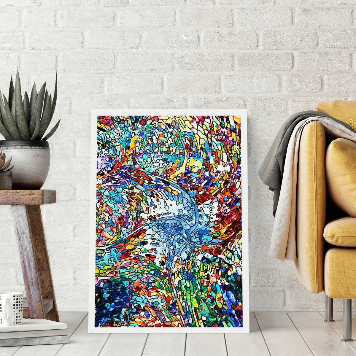 Poster - Glas in lood druppel - 50x70 cm