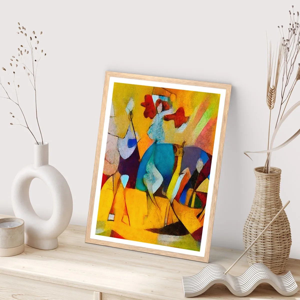 Een poster in een licht eiken lijst - Zon - leven - vreugde - 50x70 cm