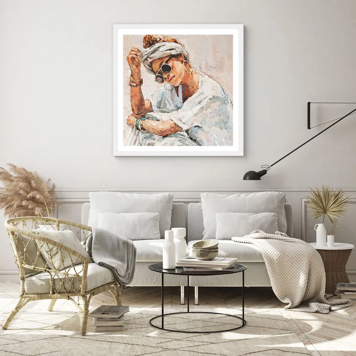 Poster in een witte lijst - Portret in de volle zon - 50x50 cm