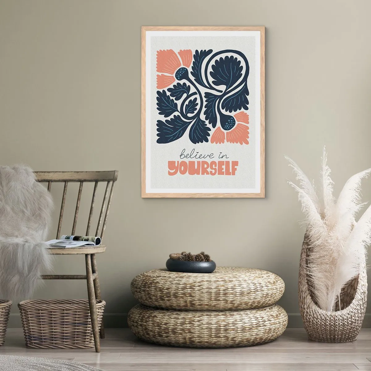 Een poster in een licht eiken lijst - En jij bloeit ook - 70x100 cm