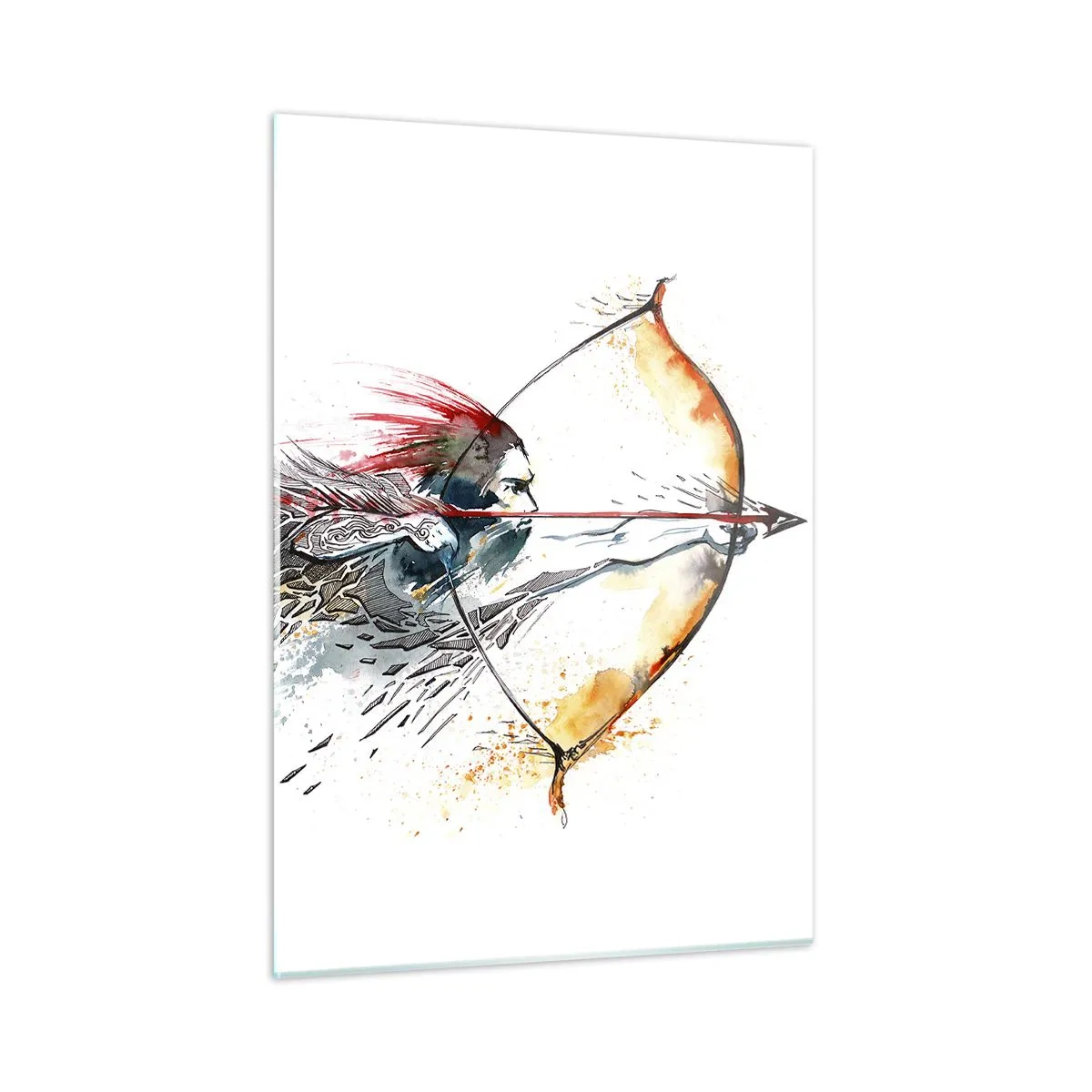Schilderen op glas - Mythische krijger met een vurige boog - 50x70 cm