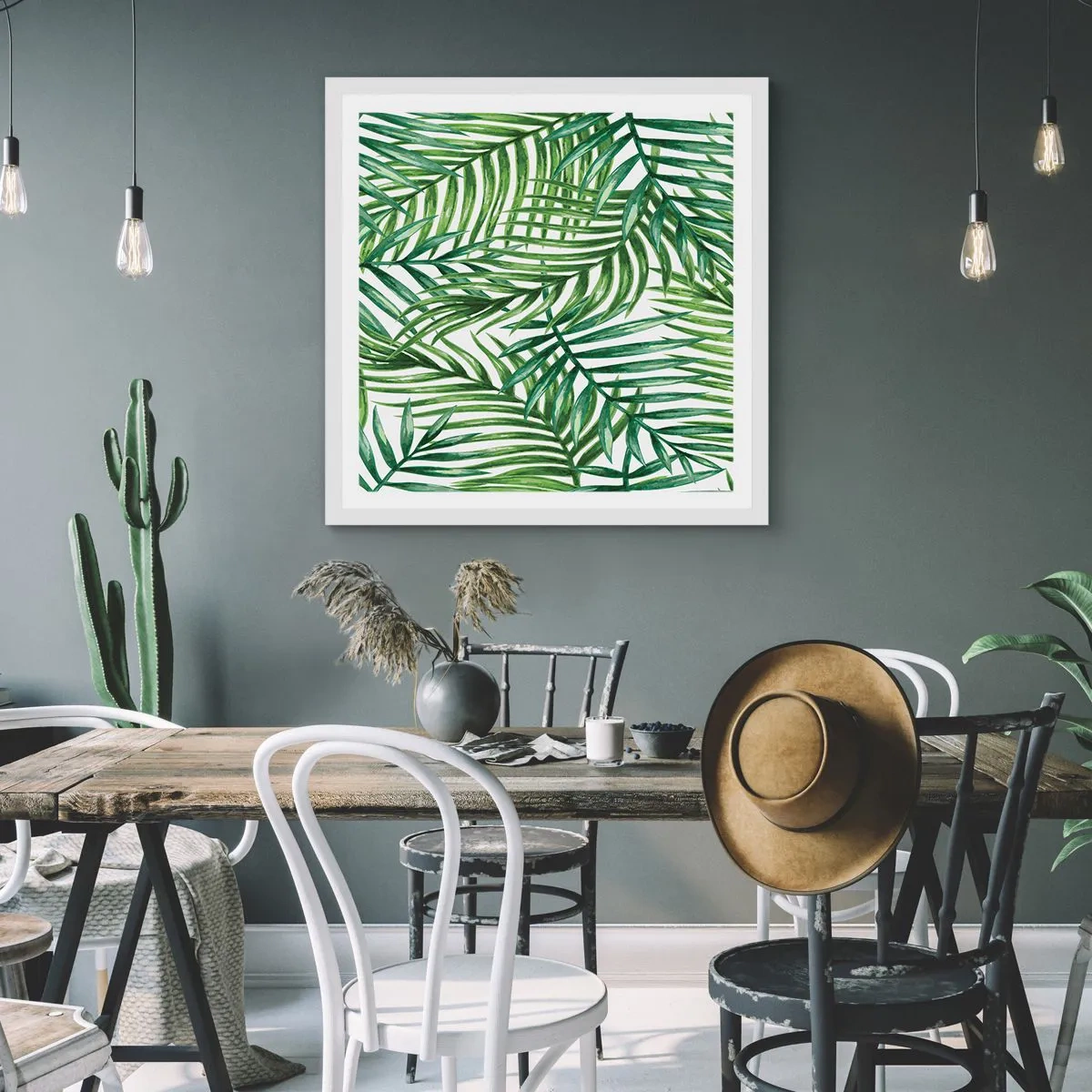 Poster in een witte lijst - Onder de groene luifel - 60x60 cm