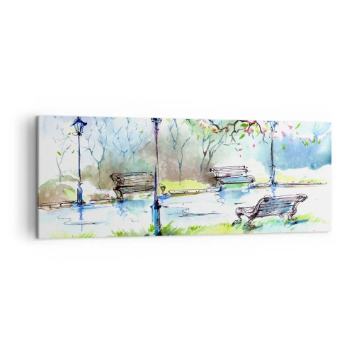 Schilderen op canvas - De charme van de stilte van het park - 140x50 cm