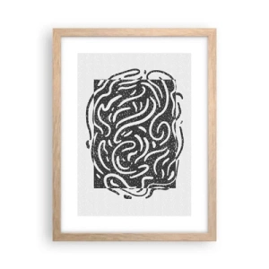 Een poster in een licht eiken lijst - Abstractie: vreugdedans - 30x40 cm