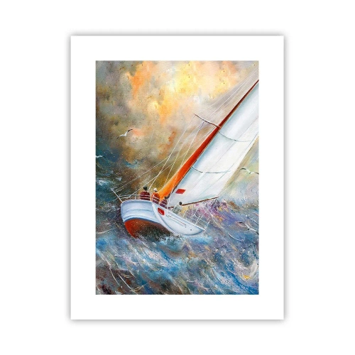 Poster - Lopend op de golven - 30x40 cm