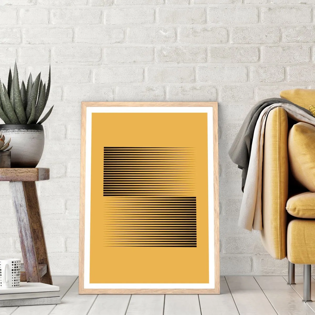 Een poster in een licht eiken lijst - Vierkant van tegenpolen - 70x100 cm