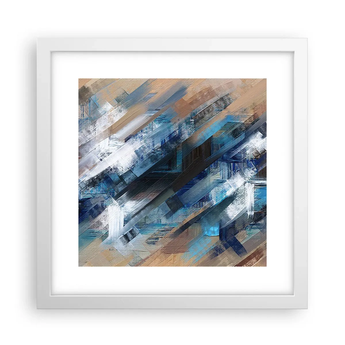 Poster in een witte lijst - Op een blauwe diagonaal - 30x30 cm
