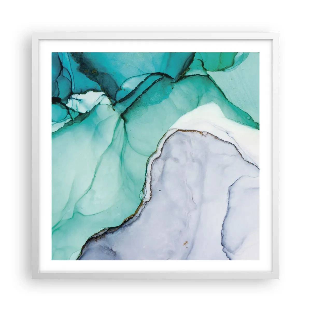 Poster in een witte lijst - Een studie in turkoois - 60x60 cm
