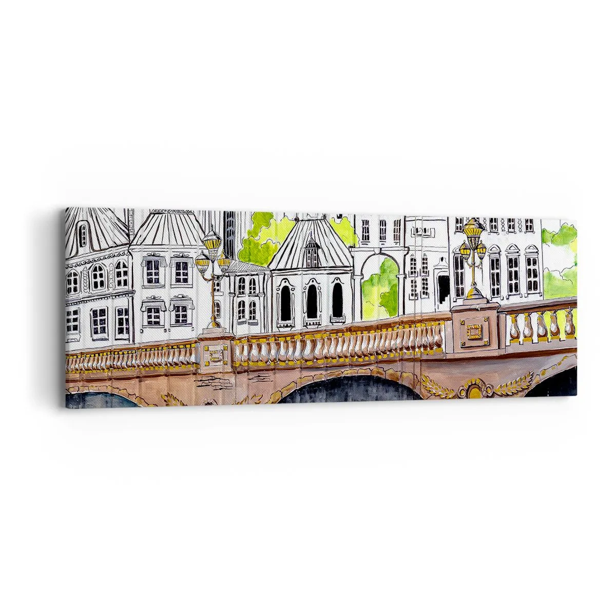 Schilderen op canvas - De stad als geschilderd - 90x30 cm
