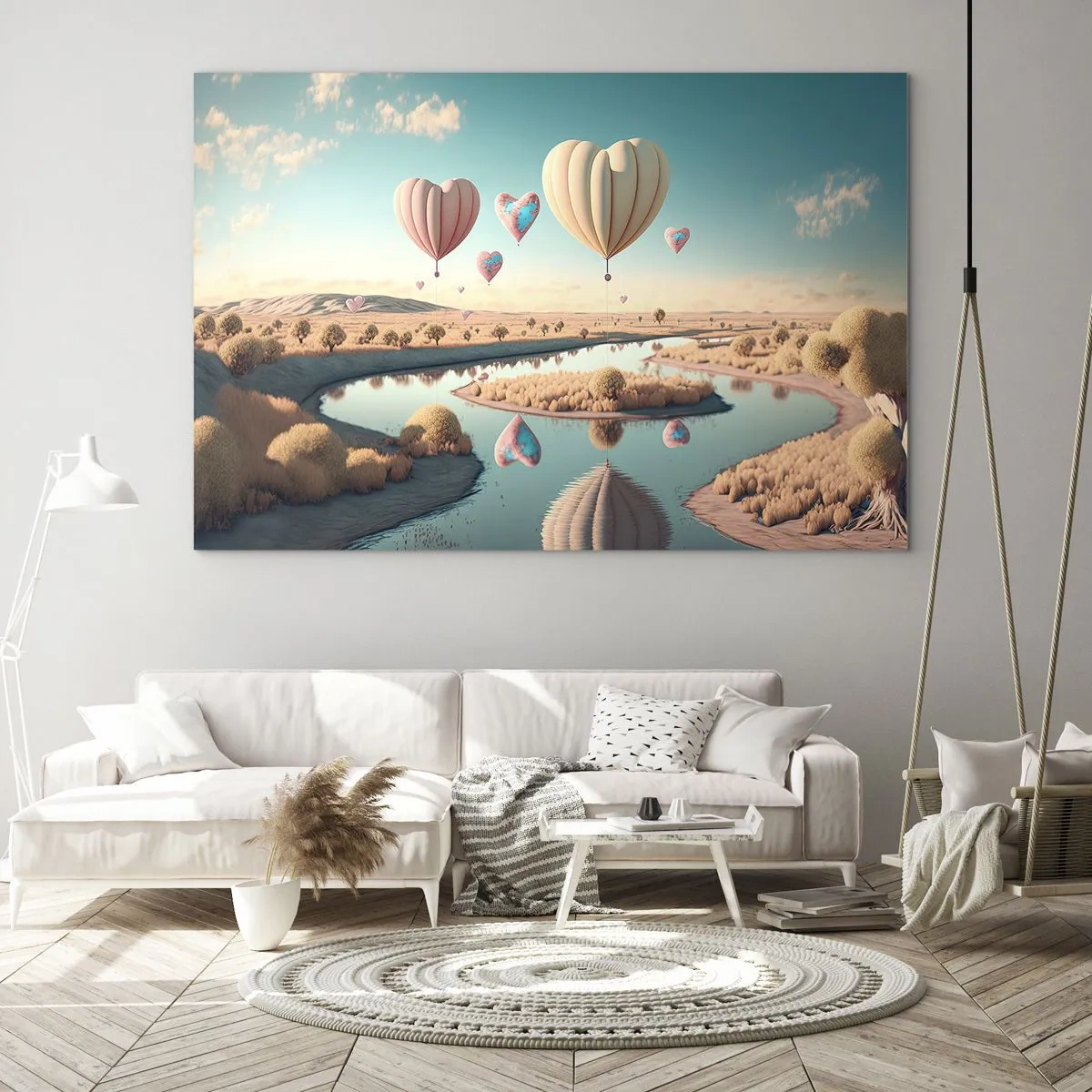 Schilderen op glas - Liefde laat je vliegen - 100x70 cm