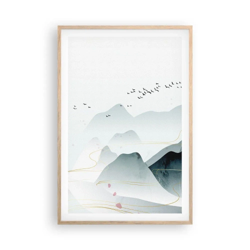 Een poster in een licht eiken lijst - Over de toppen - 61x91 cm