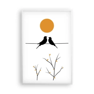 Poster in een witte lijst - Nachtegalen avond - 61x91 cm