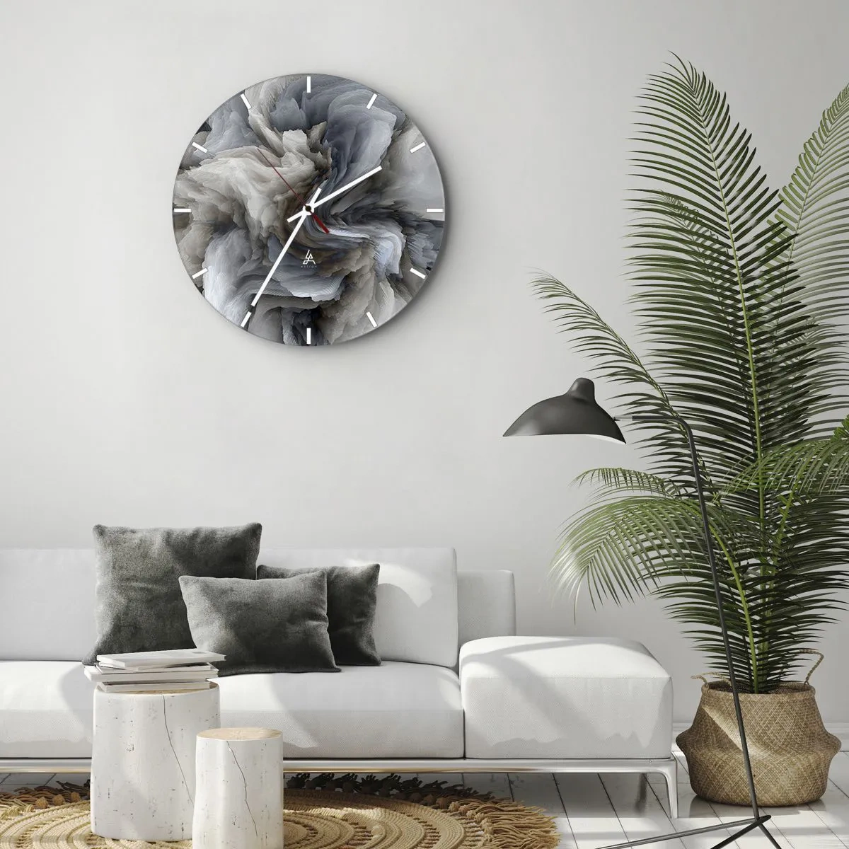 Wandklok - Klok - Steen en bloem - 40x40 cm