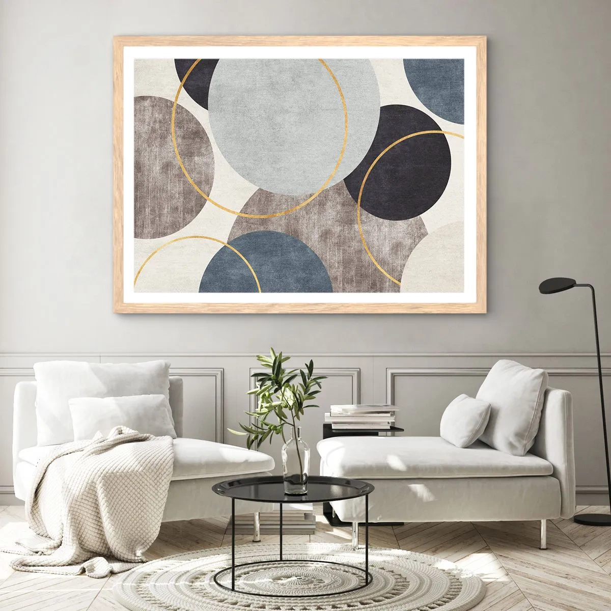 Een poster in een licht eiken lijst - Wiel voor wiel - 100x70 cm