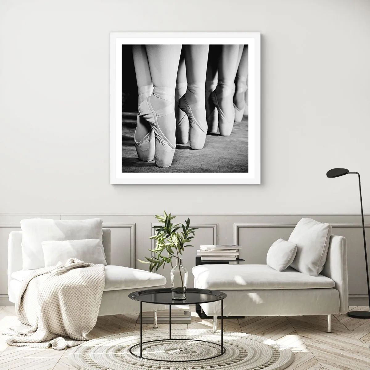 Poster in een witte lijst - Samen, lichtjes - 60x60 cm