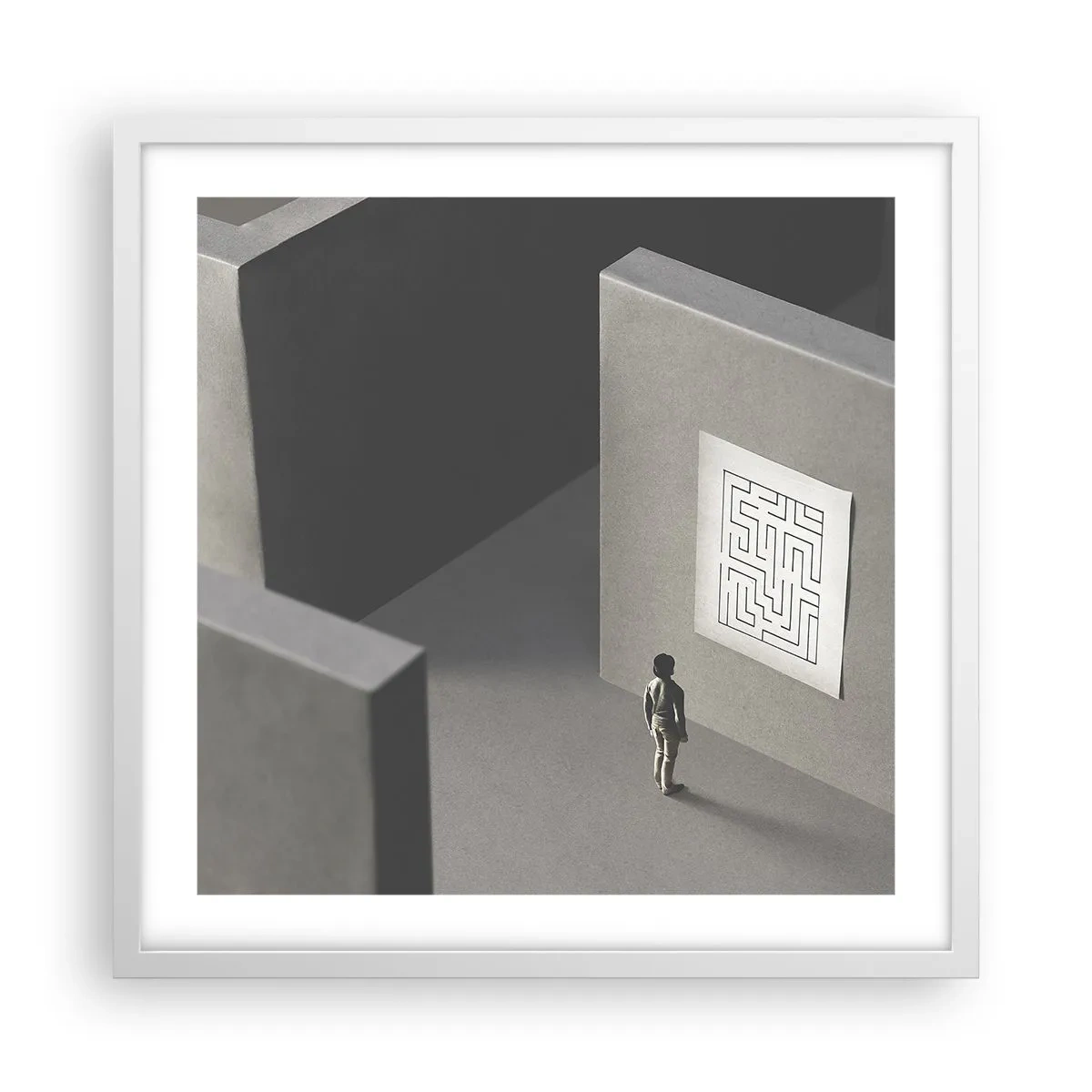 Poster in een witte lijst - Maar waar ben ik? - 50x50 cm