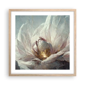 Een poster in een licht eiken lijst - Hij bloeit eens in de honderd jaar - 50x50 cm