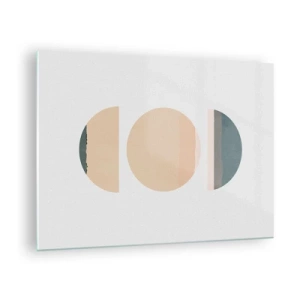 Schilderen op glas - Minimalistische geometrische patronen in pastelkleuren - 70x50cm - Een Wiel achter een andere - Moderne wanddecoratie voor woonkamer en slaapkamer ARTTOR