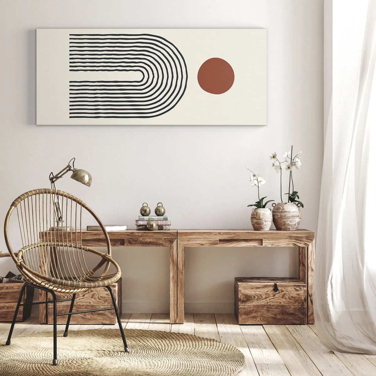 Schilderen op canvas - Magnetisme van vormen en kleuren - 140x50 cm