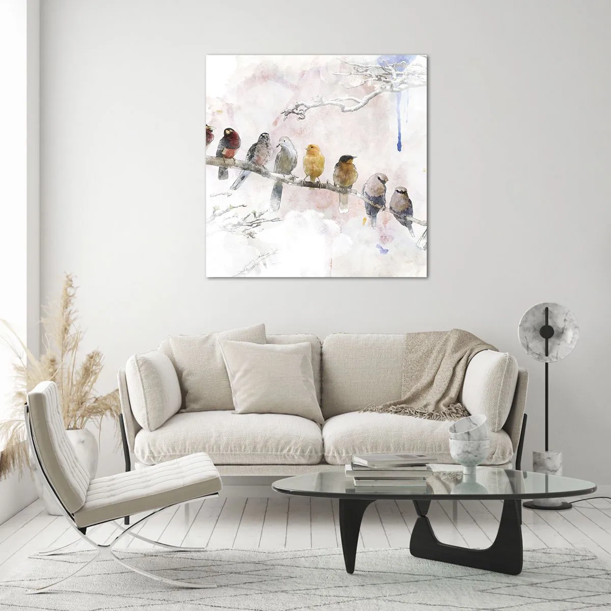 Schilderen op glas - Gevleugelde ontmoeting - 60x60 cm