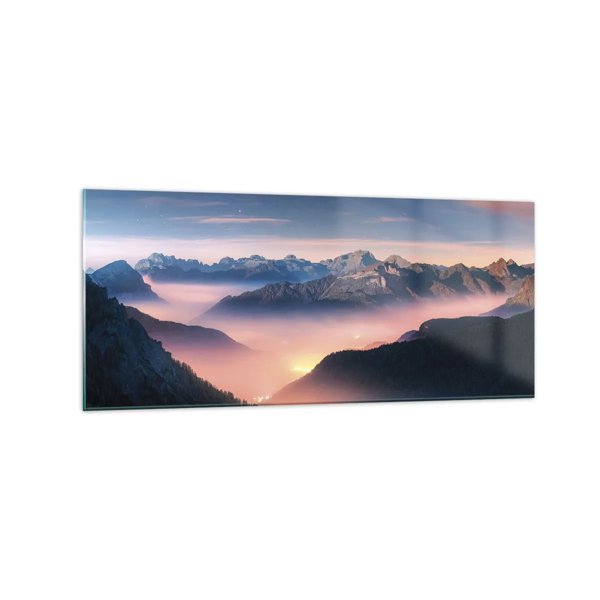 Schilderen op glas - Licht in de dalen - 120x50 cm