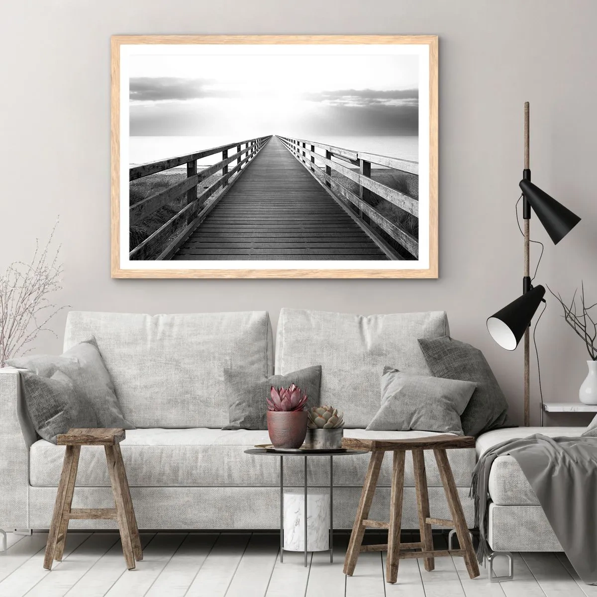 Een poster in een licht eiken lijst - In de verte ... - 40x30 cm