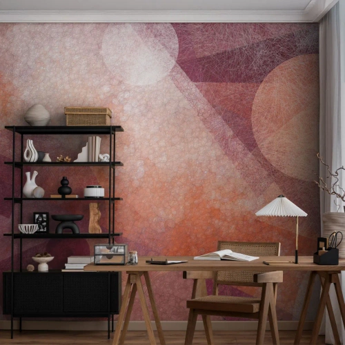 Fotobehang Premium Canvas - Geometrische transformaties in roze - Abstractie, Deel, Modern patroon - 100x70 cm