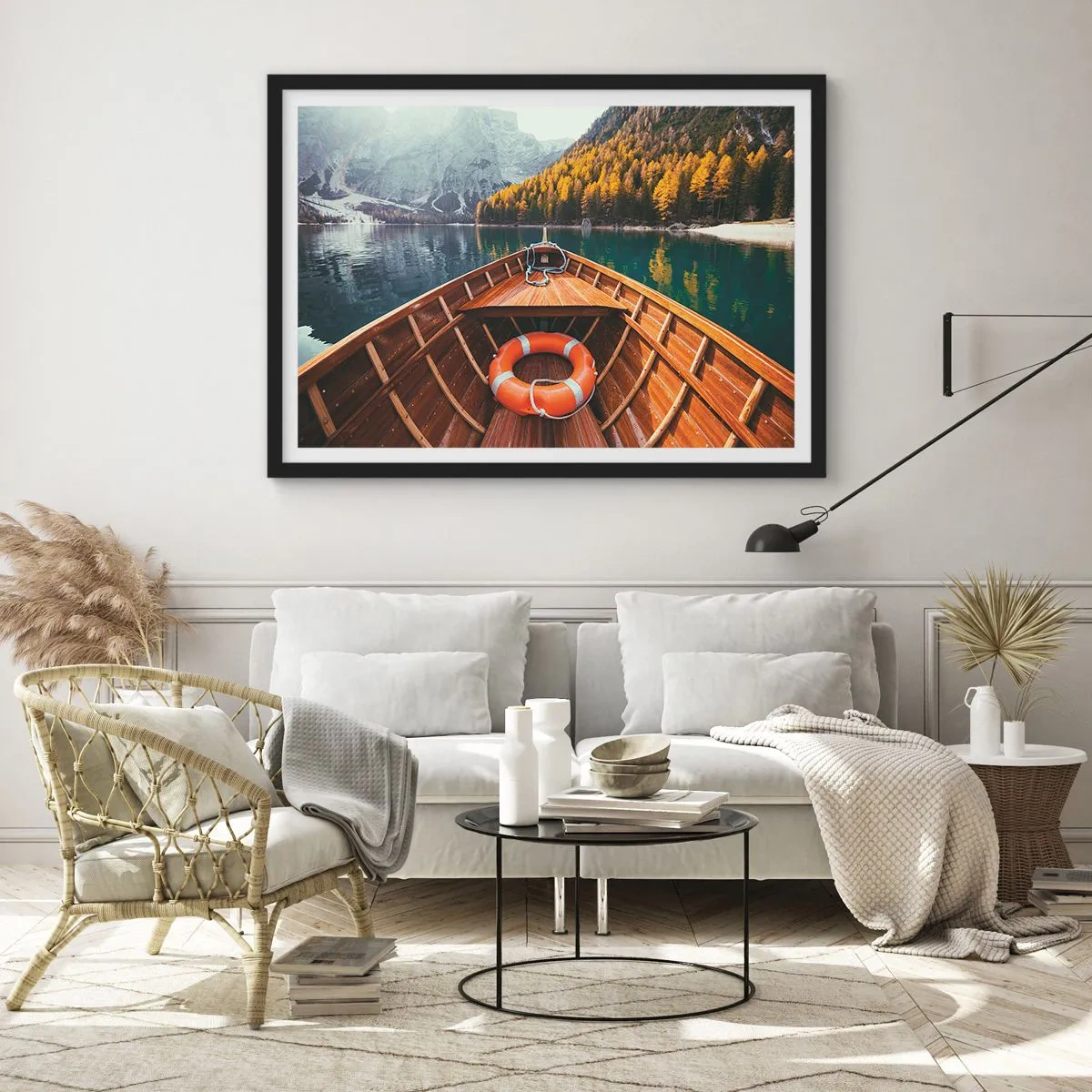 Poster in een zwarte lijst - Bergtocht - 70x50 cm