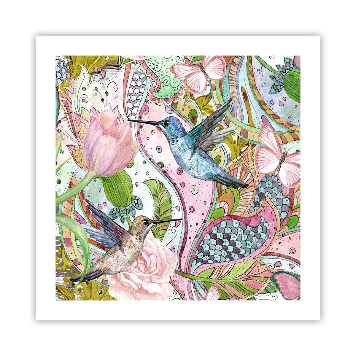 Poster - Verstrikt in wijnstokken - 50x50 cm