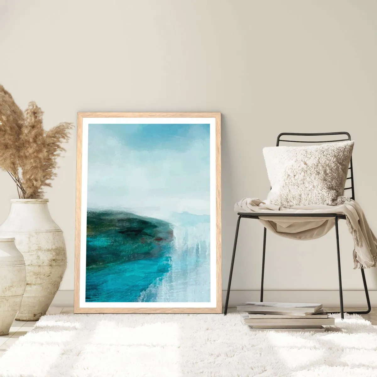 Een poster in een licht eiken lijst - Nautische abstractie - 50x70 cm