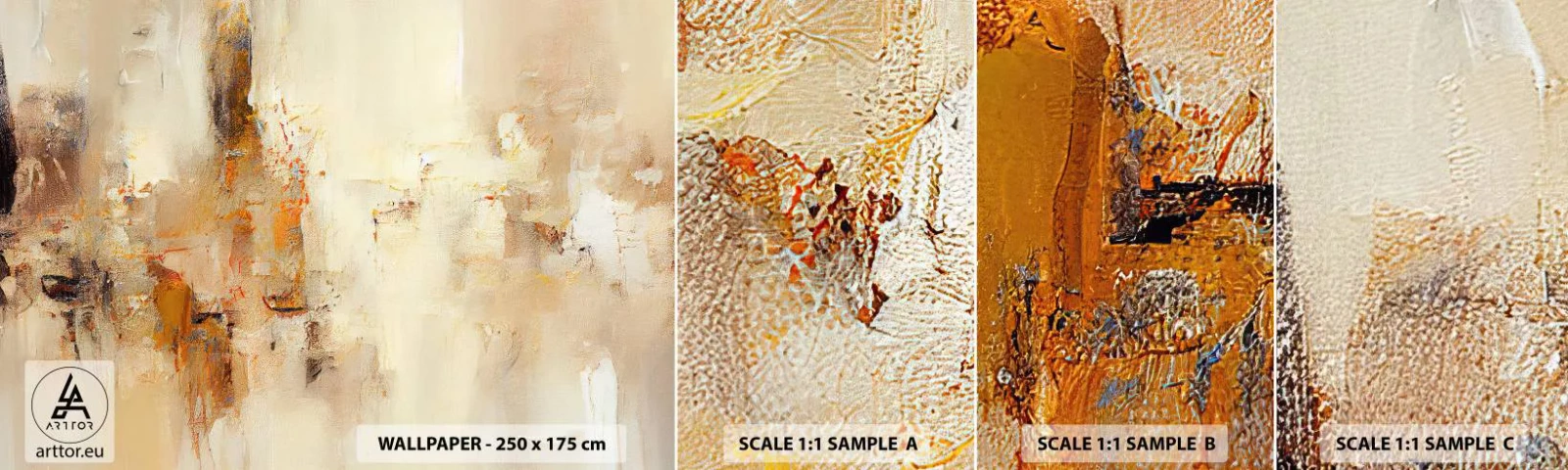 Fotobehang Monster Zelfklevend Deluxe Sticker - Ziel van Amber - Abstractie, Deel, Minimalisme - 100x30 cm