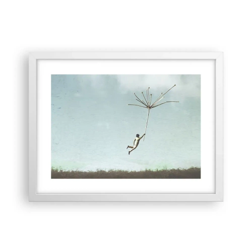 Poster in een witte lijst - Vliegers, paardebloemen, wind - 40x30 cm
