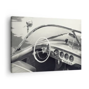 Schilderen op canvas - Klassiek auto-interieur in monochrome stijl - 70x50cm - Weer voor de rijken - Moderne wanddecoratie voor woonkamer en slaapkamer ARTTOR